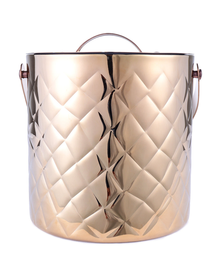 Luxurious Elegant Diamond Ice Bucket With Lid & Tong | 7 x 12 inches