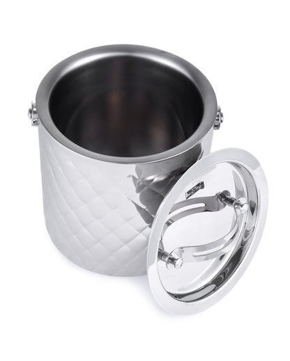 Luxurious Elegant Diamond Ice Bucket With Lid & Tong | 7 x 12 inches