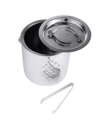 Luxurious Elegant Diamond Ice Bucket With Lid & Tong | 7 x 12 inches