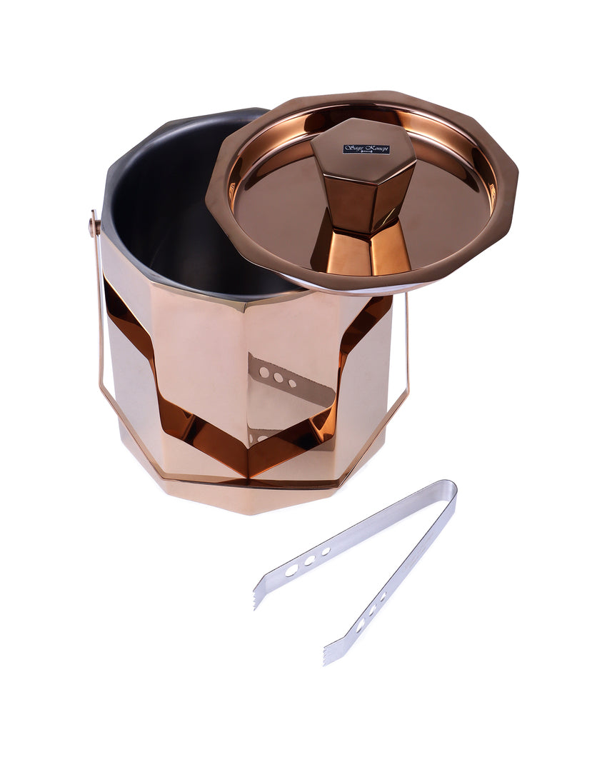 Sophisticated Durable Aura Ice Bucket With Lid & Tong | 5 x 12 inches