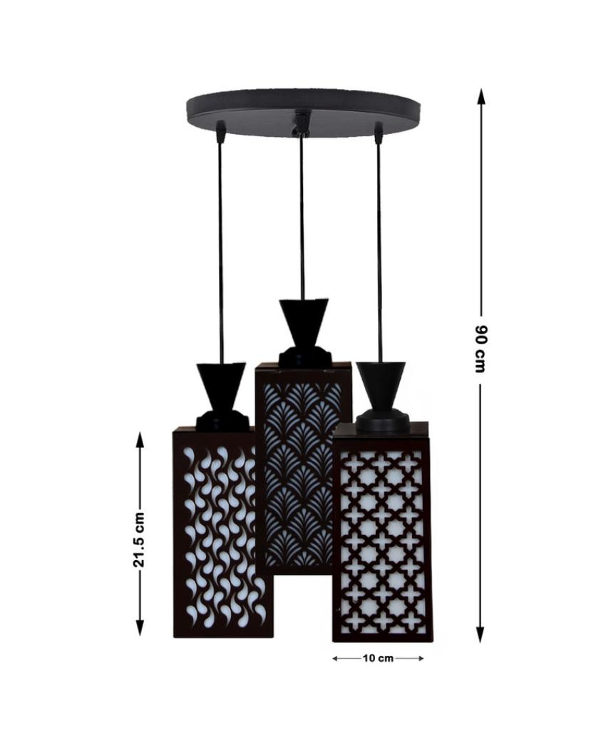 Ambiente Wooden 3 Lights Pendant Foyer Ceiling Lamp | 8 x 4 x 35 inches