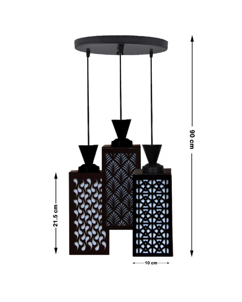 Artesanía Wooden 3 Lights Pendant Foyer Ceiling Lamp | 8 x 4 x 35 inches