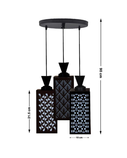 Artesanía Wooden 3 Lights Pendant Foyer Ceiling Lamp | 8 x 4 x 35 inches