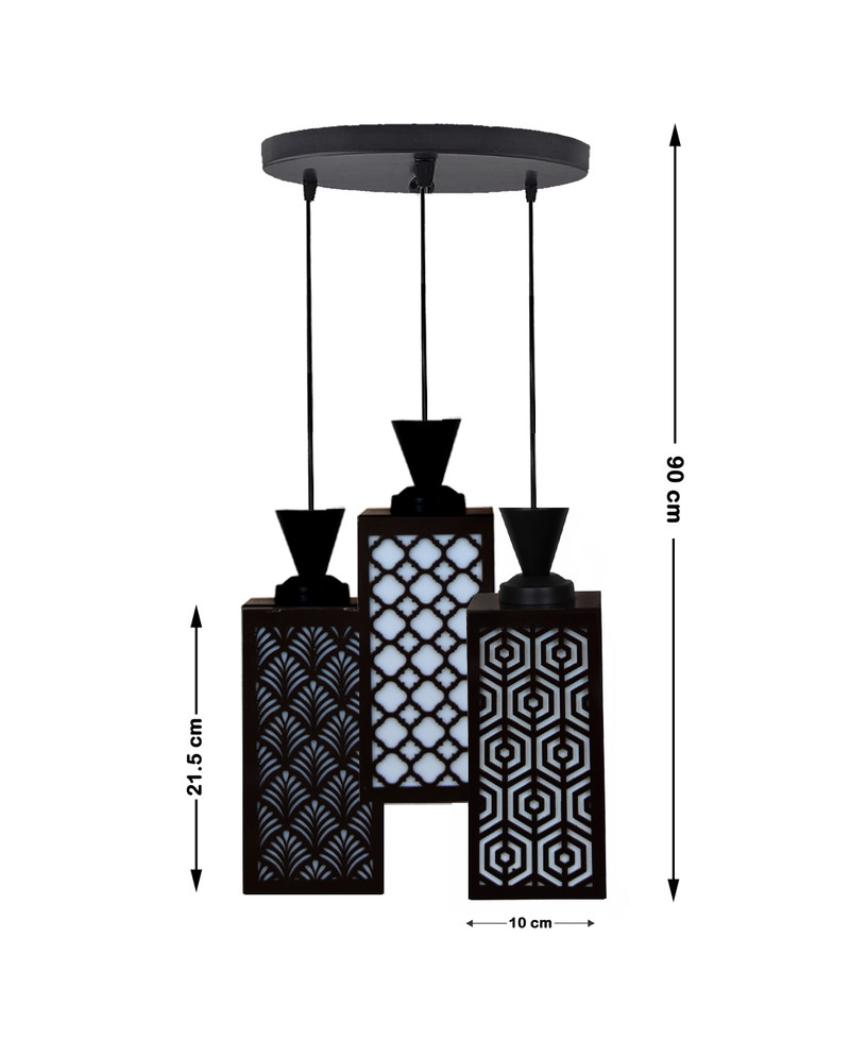 Artístico Wooden 3 Lights Pendant Foyer Ceiling Lamp | 8 x 4 x 35 inches