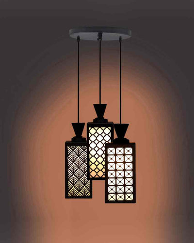 Artisan Wooden 3 Lights Pendant Foyer Ceiling Lamp | 8 x 4 x 35 inches