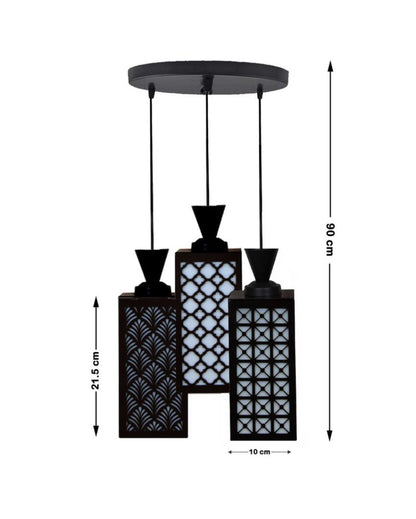 Artisan Wooden 3 Lights Pendant Foyer Ceiling Lamp | 8 x 4 x 35 inches