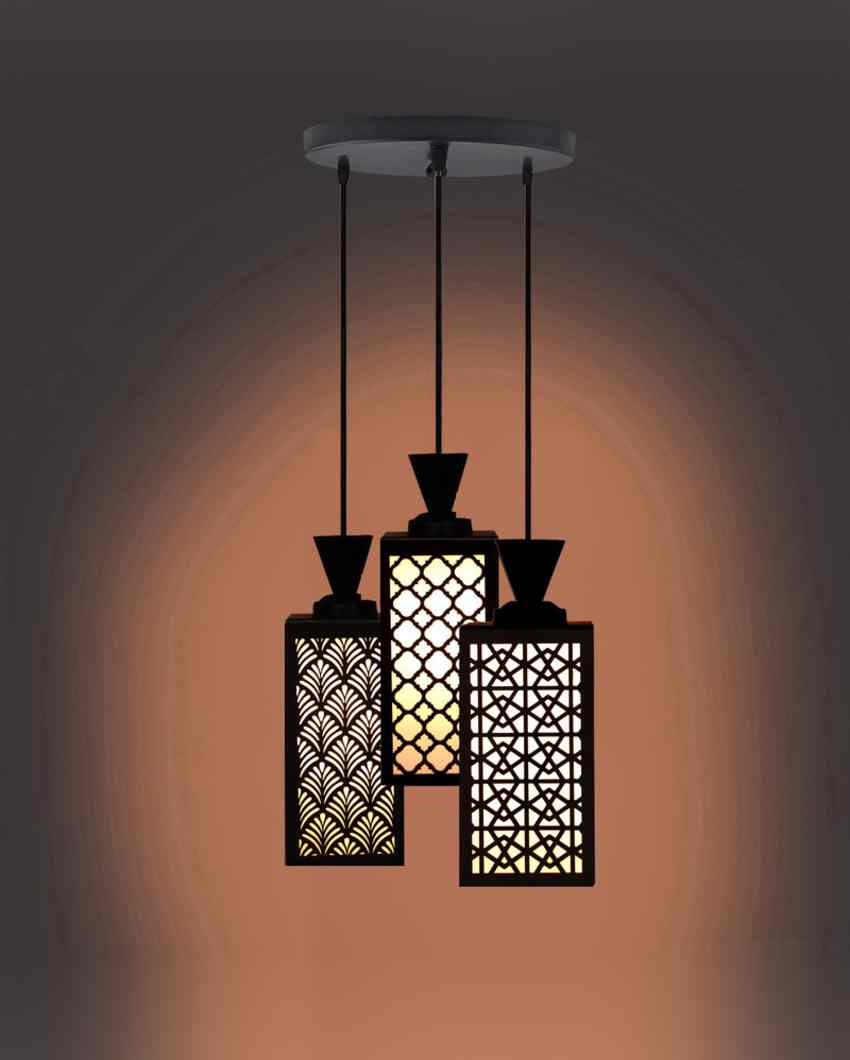 Ambiental Wooden 3 Lights Pendant Foyer Ceiling Lamp | 8 x 4 x 35 inches