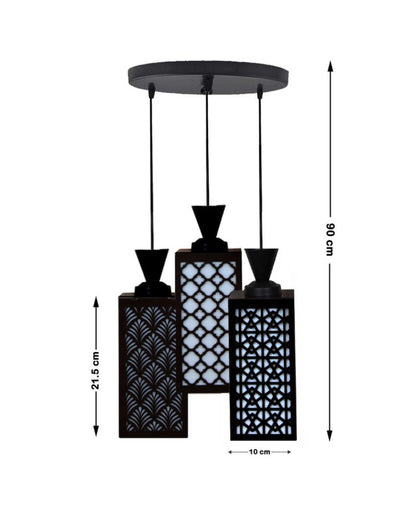 Ambiental Wooden 3 Lights Pendant Foyer Ceiling Lamp | 8 x 4 x 35 inches