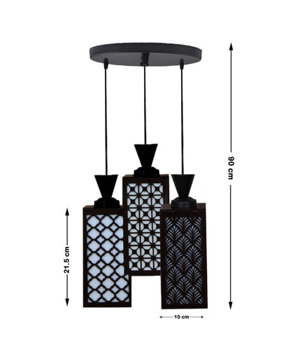 Arte Wooden 3 Lights Pendant Foyer Ceiling Lamp | 8 x 4 x 35 inches