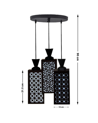 Ambiente 3 Lights Foyer Wooden Pendant Ceiling Lamp | 8 x 4 x 35 inches