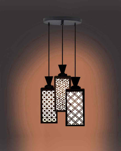 Artesanía 3 Lights Foyer Wooden Pendant Ceiling Lamp | 8 x 4 x 35 inches