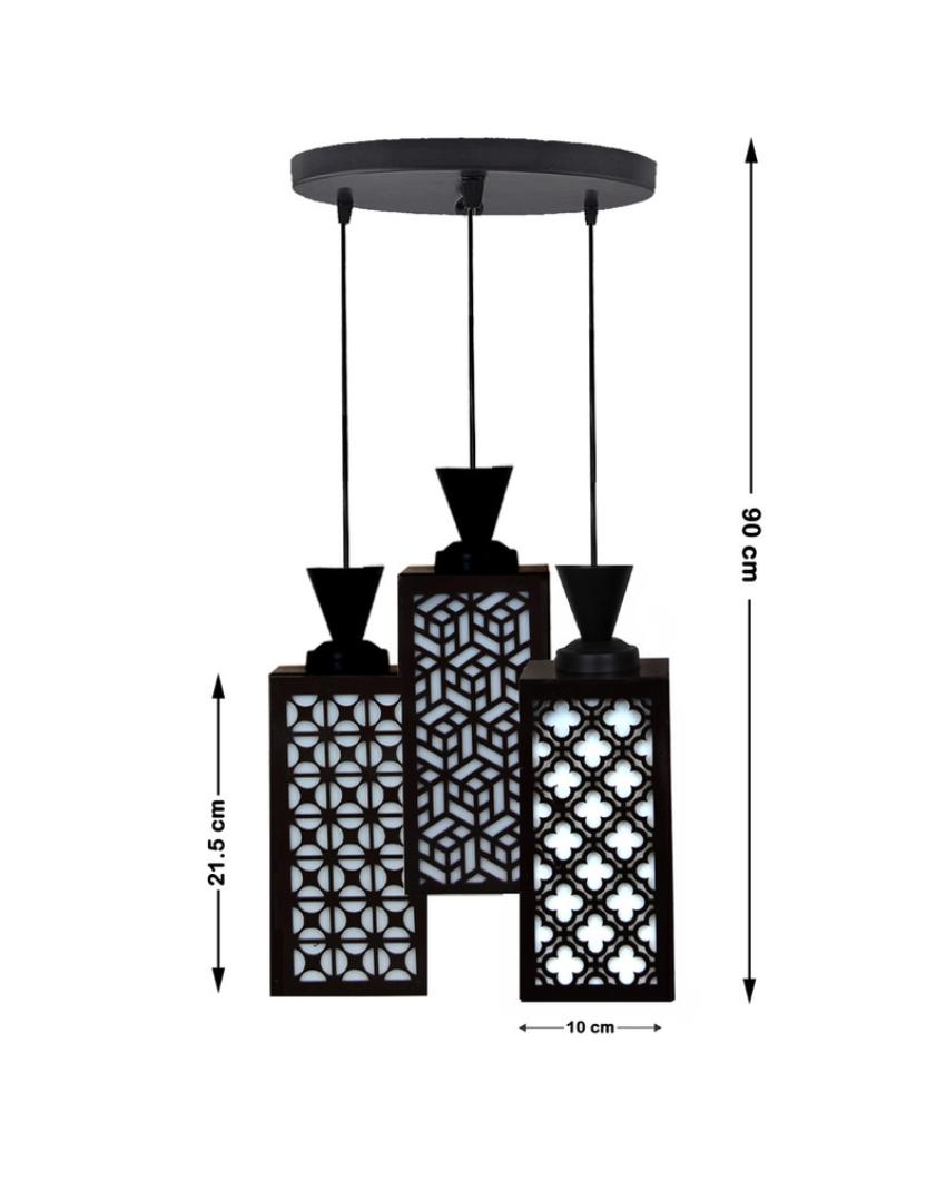 Artesanía 3 Lights Foyer Wooden Pendant Ceiling Lamp | 8 x 4 x 35 inches