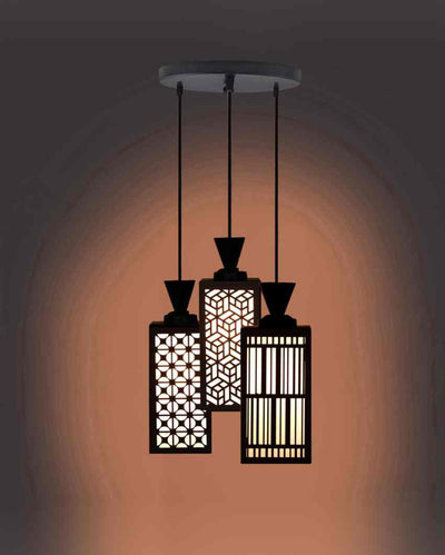 Artístico 3 Lights Foyer Wooden Pendant Ceiling Lamp | 8 x 4 x 35 inches