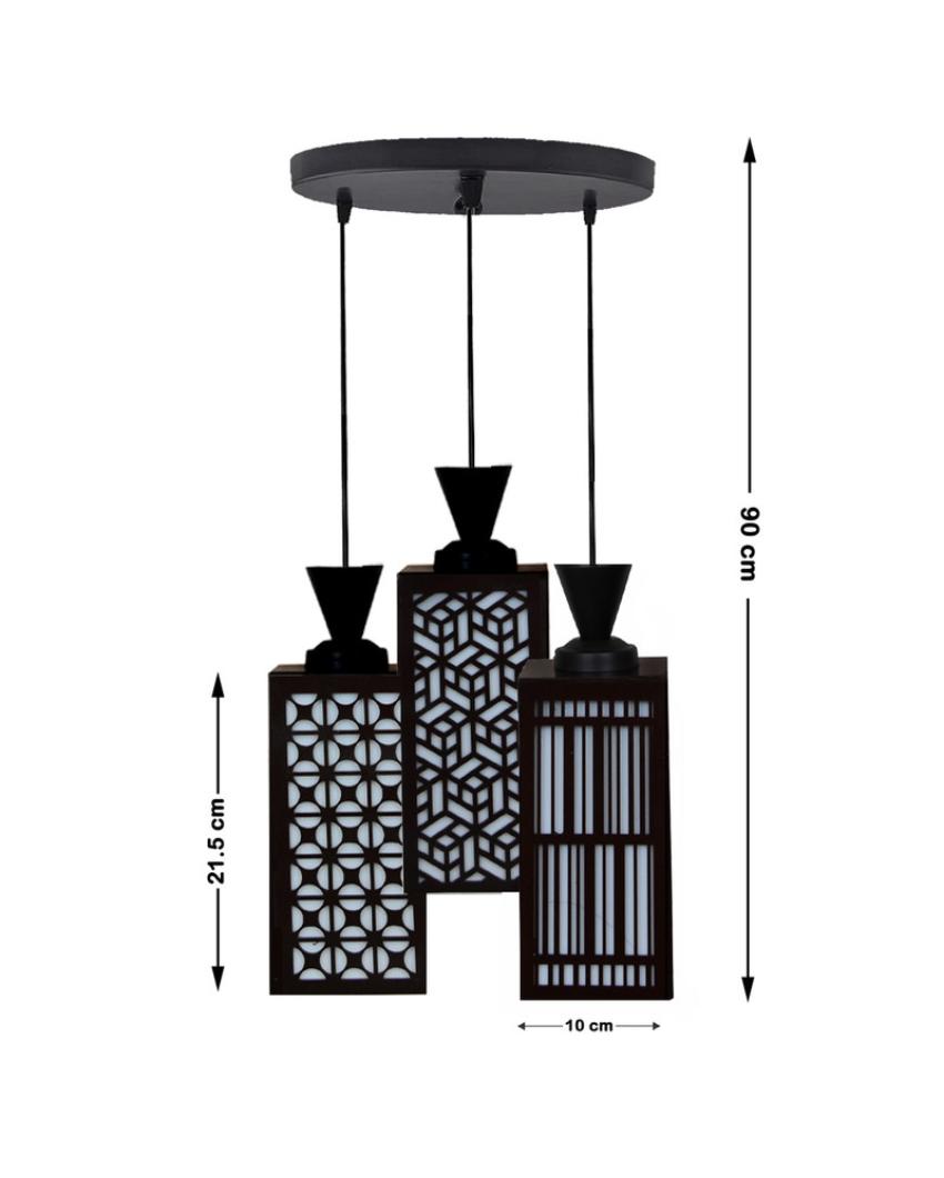 Artístico 3 Lights Foyer Wooden Pendant Ceiling Lamp | 8 x 4 x 35 inches