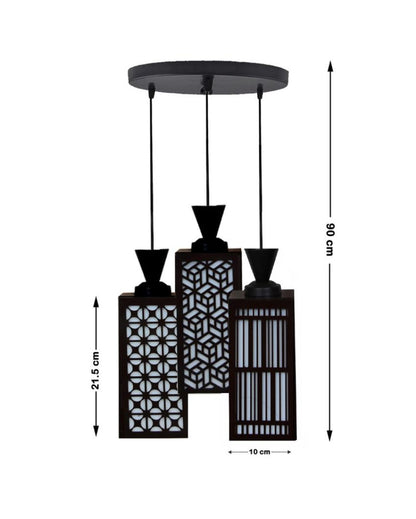 Artístico 3 Lights Foyer Wooden Pendant Ceiling Lamp | 8 x 4 x 35 inches