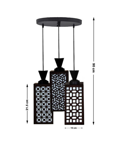 Ästhetik 3 Lights Foyer Wooden Pendant Ceiling Lamp | 8 x 4 x 35 inches