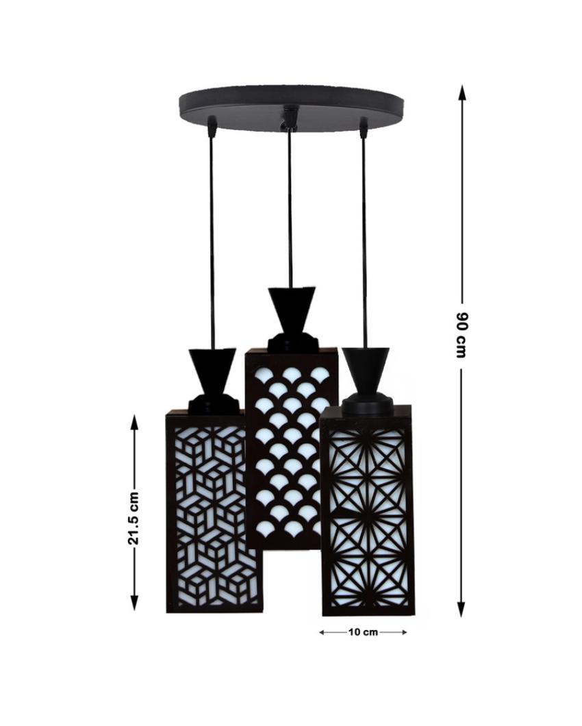 Artisan 3 Lights Foyer Wooden Pendant Ceiling Lamp | 8 x 4 x 35 inches