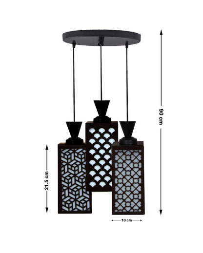 Ambiental 3 Lights Foyer Wooden Pendant Ceiling Lamp | 8 x 4 x 35 inches