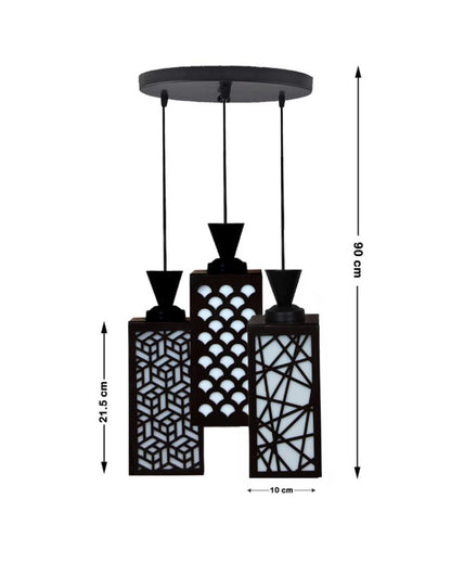 Armonioso 3 Lights Foyer Wooden Pendant Ceiling Lamp | 8 x 4 x 35 inches