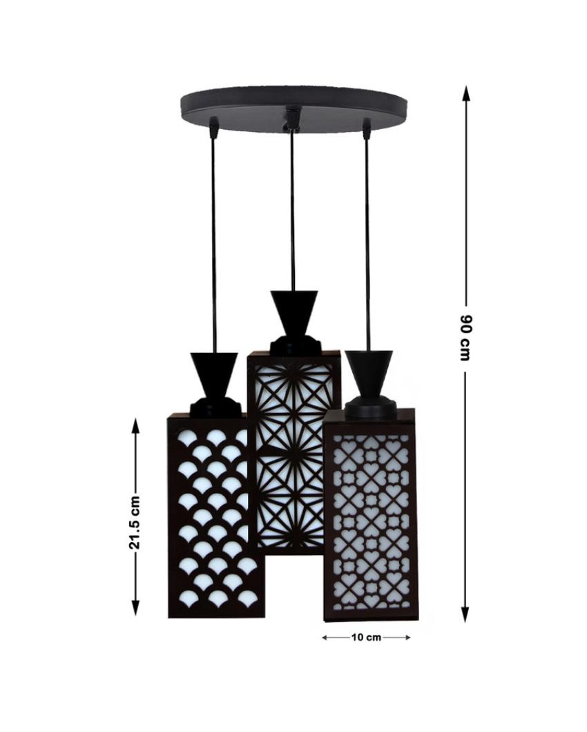 Arte 3 Lights Foyer Wooden Pendant Ceiling Lamp | 8 x 4 x 35 inches