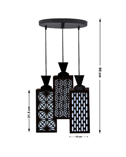 Ambiente Wooden Pendant 3 Lights Foyer Ceiling Lamp | 8 x 4 x 35 inches