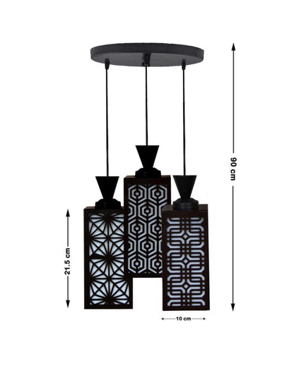 Artesanía Wooden Pendant 3 Lights Foyer Ceiling Lamp | 8 x 4 x 35 inches