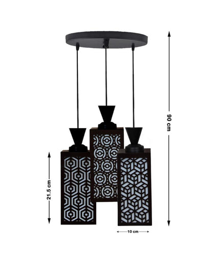 Armonioso Wooden Pendant 3 Lights Foyer Ceiling Lamp | 8 x 4 x 35 inches