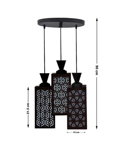 Artisan Wooden Pendant 3 Lights Foyer Ceiling Lamp | 8 x 4 x 35 inches