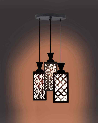 Ambiental Wooden Pendant 3 Lights Foyer Ceiling Lamp | 8 x 4 x 35 inches