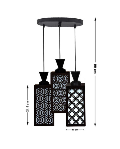 Ambiental Wooden Pendant 3 Lights Foyer Ceiling Lamp | 8 x 4 x 35 inches