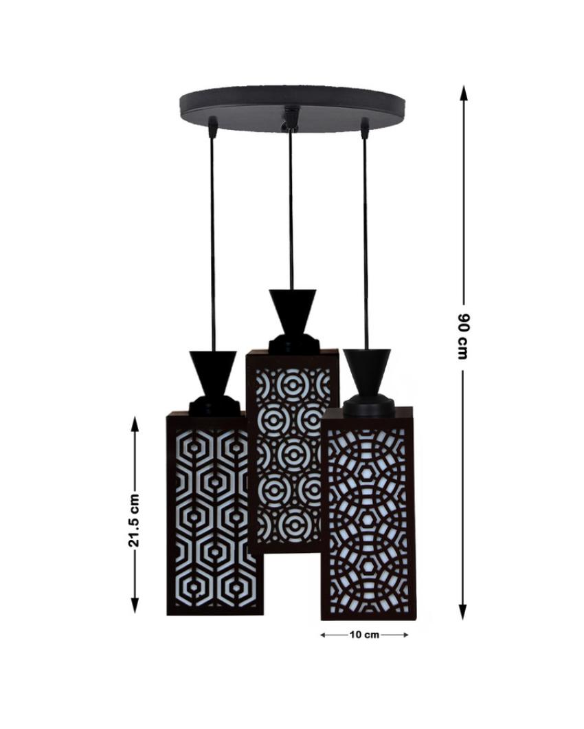 Arte Wooden Pendant 3 Lights Foyer Ceiling Lamp | 8 x 4 x 35 inches