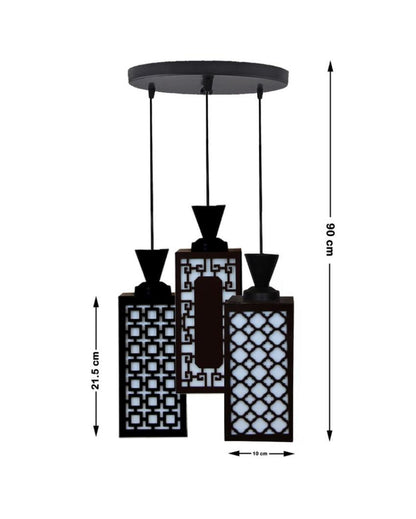 Ambiente 3 Shades Wooden Pendant Ceiling Lamp | 8 x 4 x 35 inches