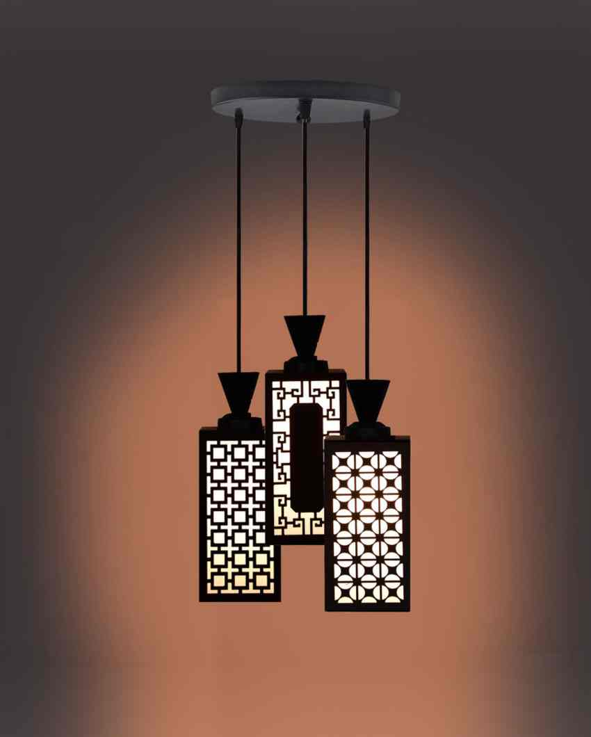 Artesanía 3 Shades Wooden Pendant Ceiling Lamp | 8 x 4 x 35 inches