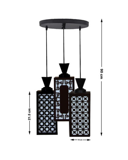 Artesanía 3 Shades Wooden Pendant Ceiling Lamp | 8 x 4 x 35 inches