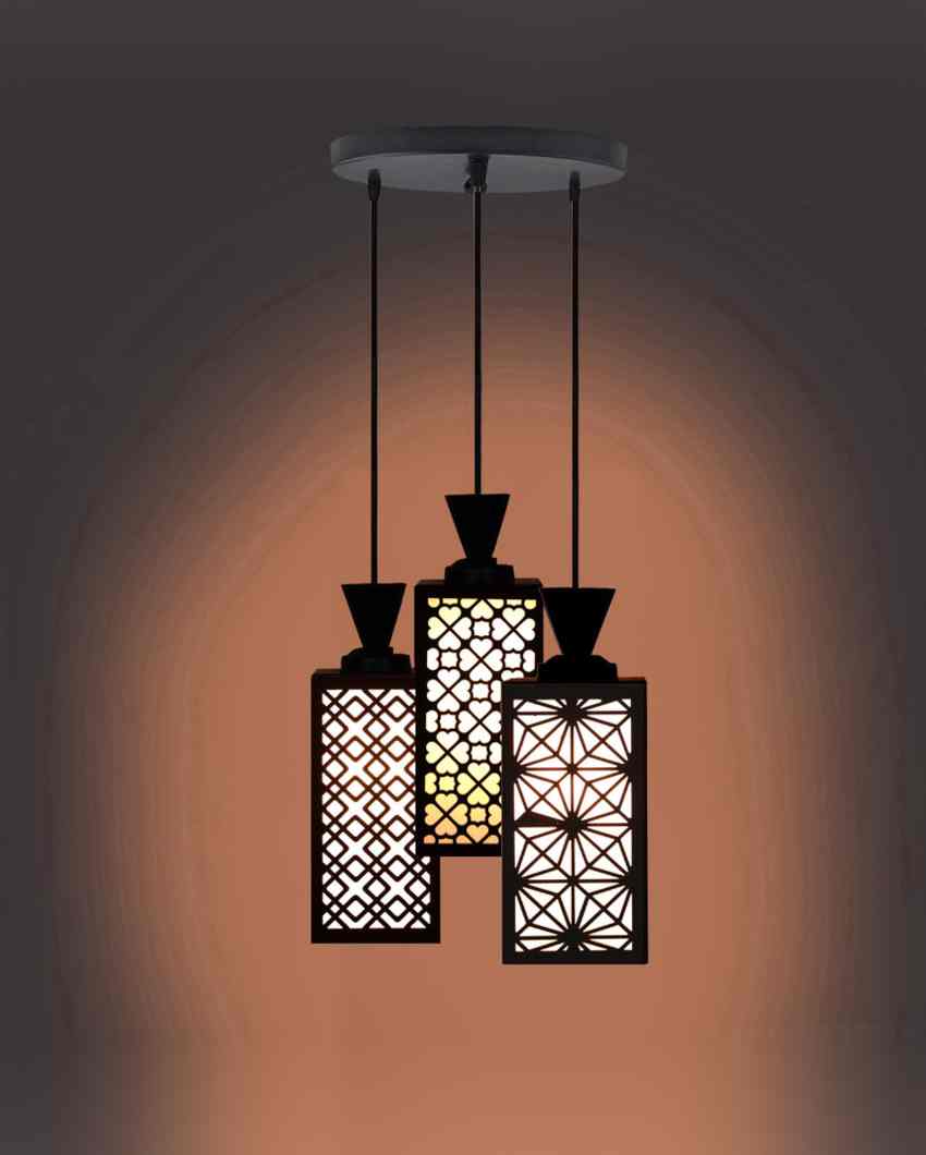 Artístico 3 Lights Wooden Premium Foyer Ceiling Lamp | 8 x 4 x 35 inches