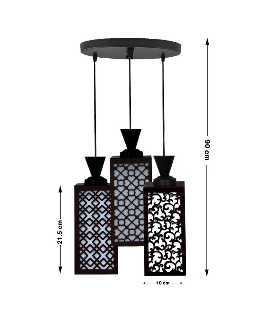 Ambiente 3 Lights Wooden Premium Foyer Ceiling Lamp | 8 x 4 x 35 inches