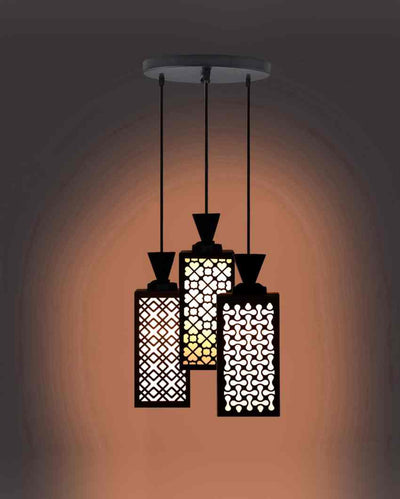 Eleganz 3 Lights Wooden Premium Foyer Ceiling Lamp | 8 x 4 x 35 inches