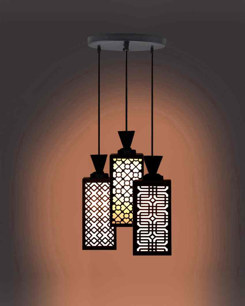 Armonioso 3 Lights Wooden Premium Foyer Ceiling Lamp | 8 x 4 x 35 inches