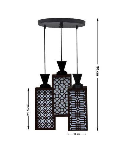 Armonioso 3 Lights Wooden Premium Foyer Ceiling Lamp | 8 x 4 x 35 inches