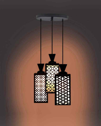 Detallado 3 Lights Wooden Premium Foyer Ceiling Lamp | 8 x 4 x 35 inches