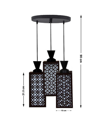 Artisan 3 Lights Wooden Premium Foyer Ceiling Lamp | 8 x 4 x 35 inches