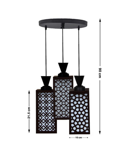 Ambiental 3 Lights Wooden Premium Foyer Ceiling Lamp | 8 x 4 x 35 inches