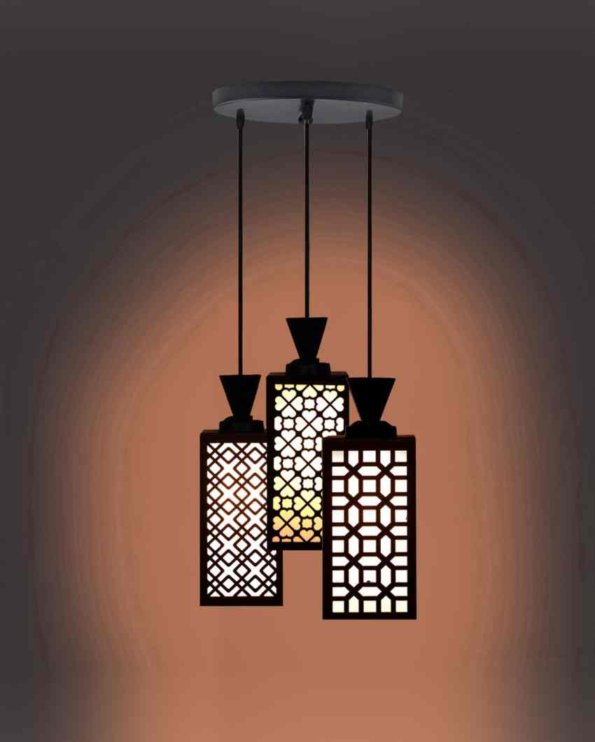Personalizado 3 Lights Wooden Premium Foyer Ceiling Lamp | 8 x 4 x 35 inches