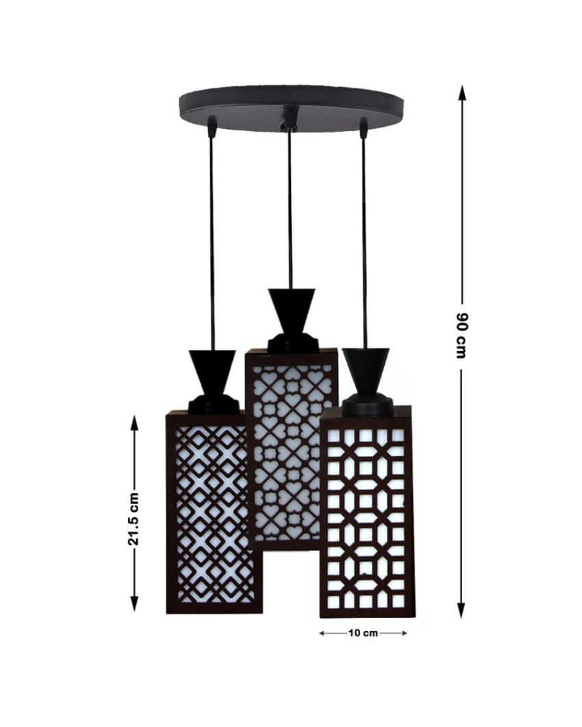 Personalizado 3 Lights Wooden Premium Foyer Ceiling Lamp | 8 x 4 x 35 inches