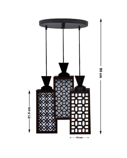 Personalizado 3 Lights Wooden Premium Foyer Ceiling Lamp | 8 x 4 x 35 inches
