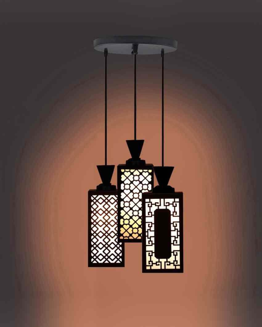 Artesanía 3 Lights Wooden Premium Foyer Ceiling Lamp | 8 x 4 x 35 inches