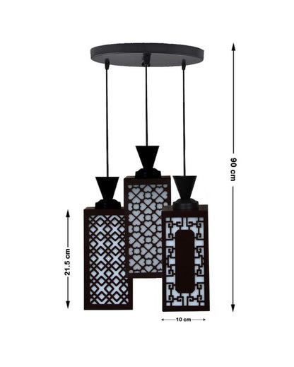 Artesanía 3 Lights Wooden Premium Foyer Ceiling Lamp | 8 x 4 x 35 inches