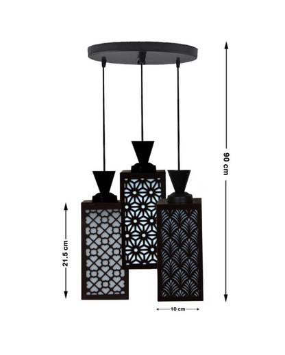 Arte 3 Lights Wooden Premium Foyer Ceiling Lamp | 8 x 4 x 35 inches