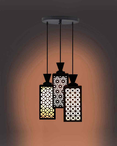 Luminiscente 3 Lights Wooden Premium Foyer Ceiling Lamp | 8 x 4 x 35 inches