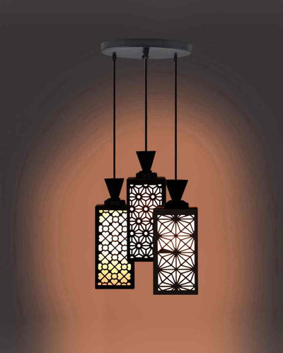 Kunstvoll 3 Lights Wooden Premium Foyer Ceiling Lamp | 8 x 4 x 35 inches